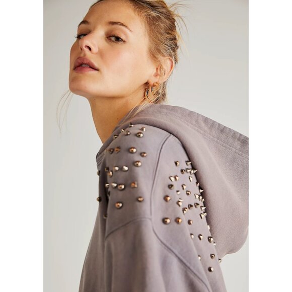 Free People Lonely Heart Studded Hoodie (Large) - Picture 3 of 11
